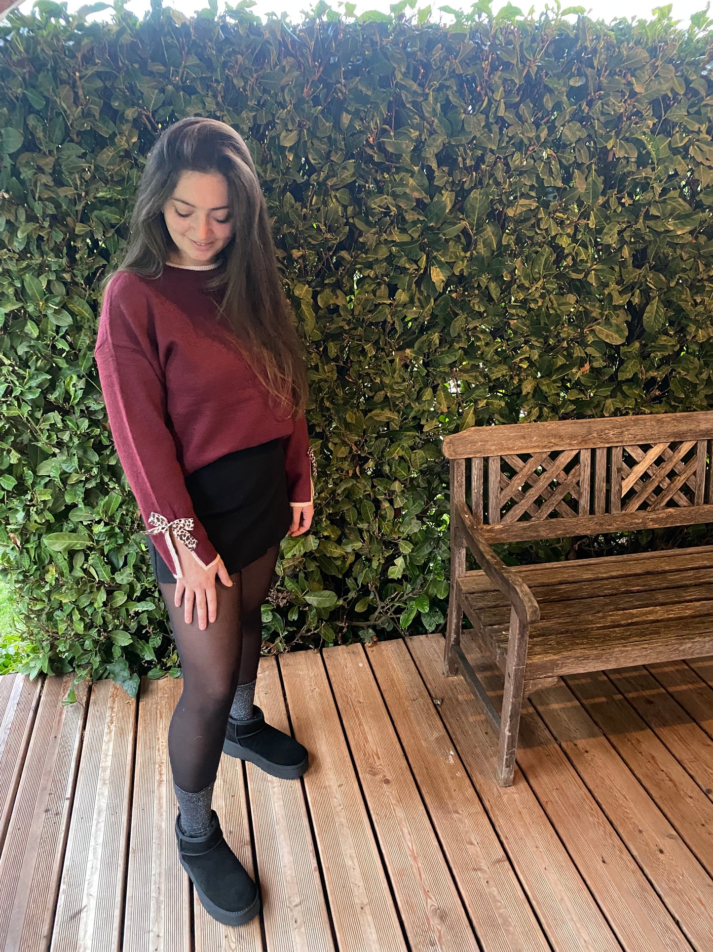 Soft burgundy bowtique sweater